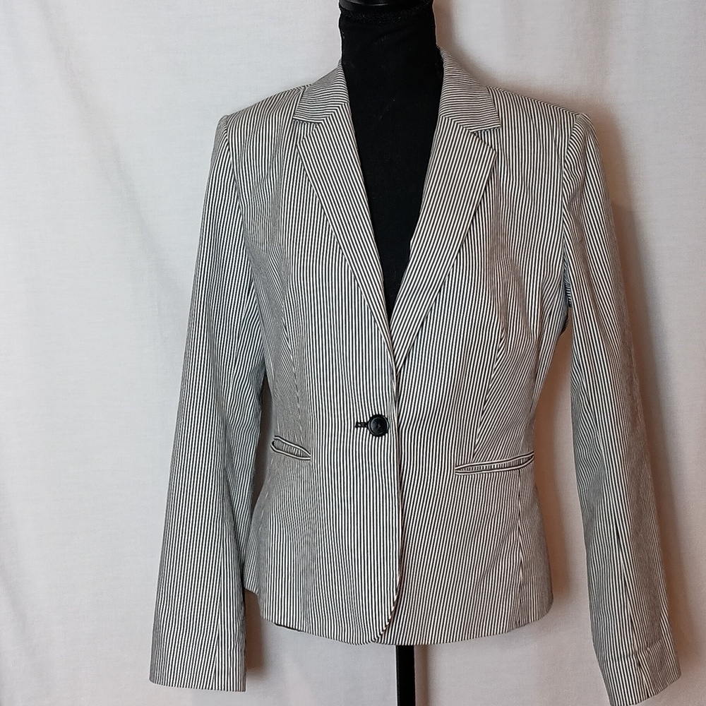 Banana Republic Classic Fit Striped Blazer. One Button Closure.